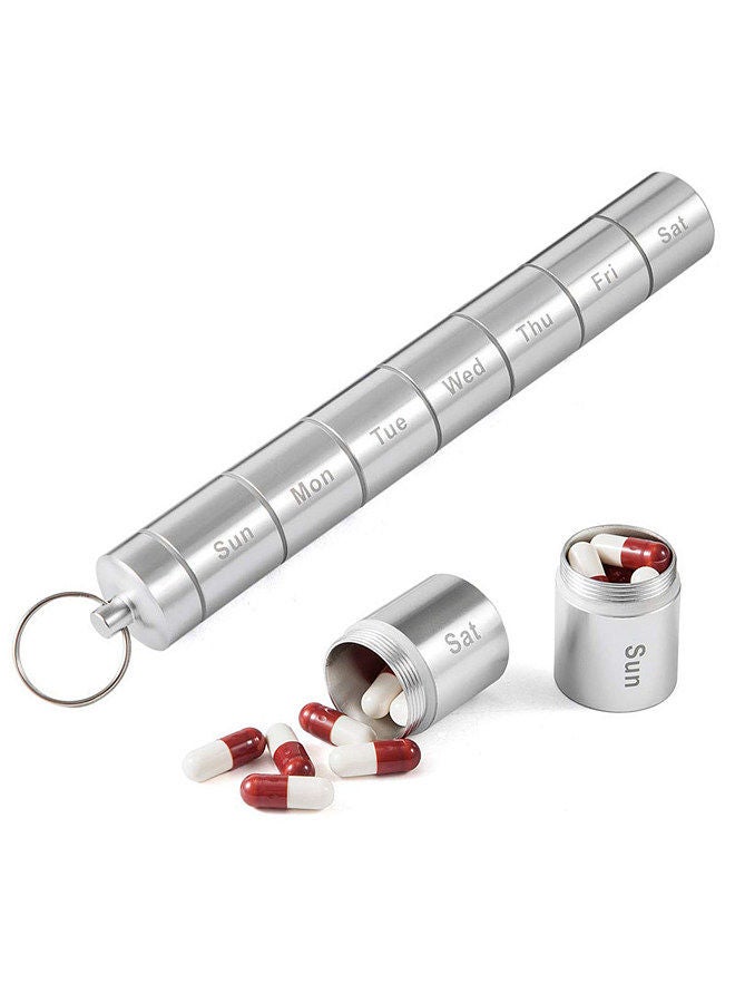 Pill Organizer Aluminum Alloy Weekly Pill Box for Travel 7 Day Pill Case Daily Medicine Organizer Waterproof 7 Compartments Pill Container for Vitamins Fish Oil Supplement  - Image 2