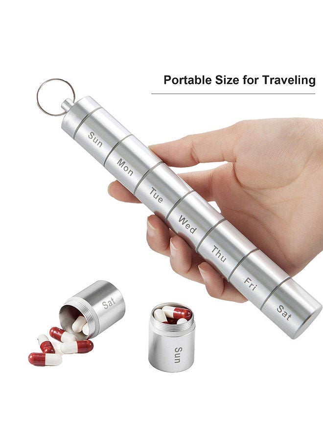 Pill Organizer Aluminum Alloy Weekly Pill Box for Travel 7 Day Pill Case Daily Medicine Organizer Waterproof 7 Compartments Pill Container for Vitamins Fish Oil Supplement  - Image 3