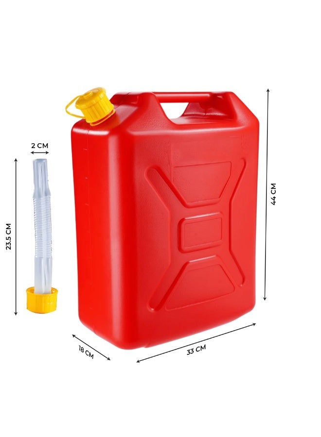 Duravel Red Plastic Fuel Can, 20 Litre, Heavy Duty Petrol Diesel Oil Storage Container with Flexible Spout for Motorcycle, SUV, ATV - Image 5