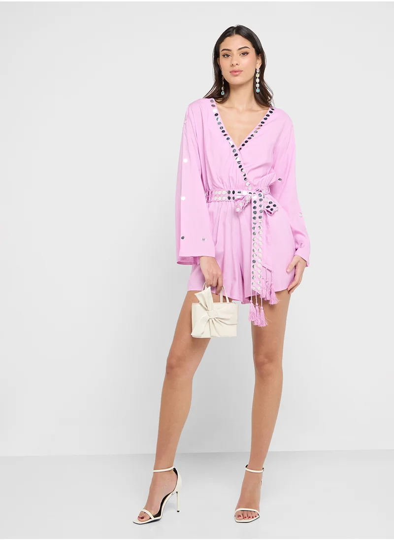 That’s My Gal Wrap Playsuit With Mirror Work