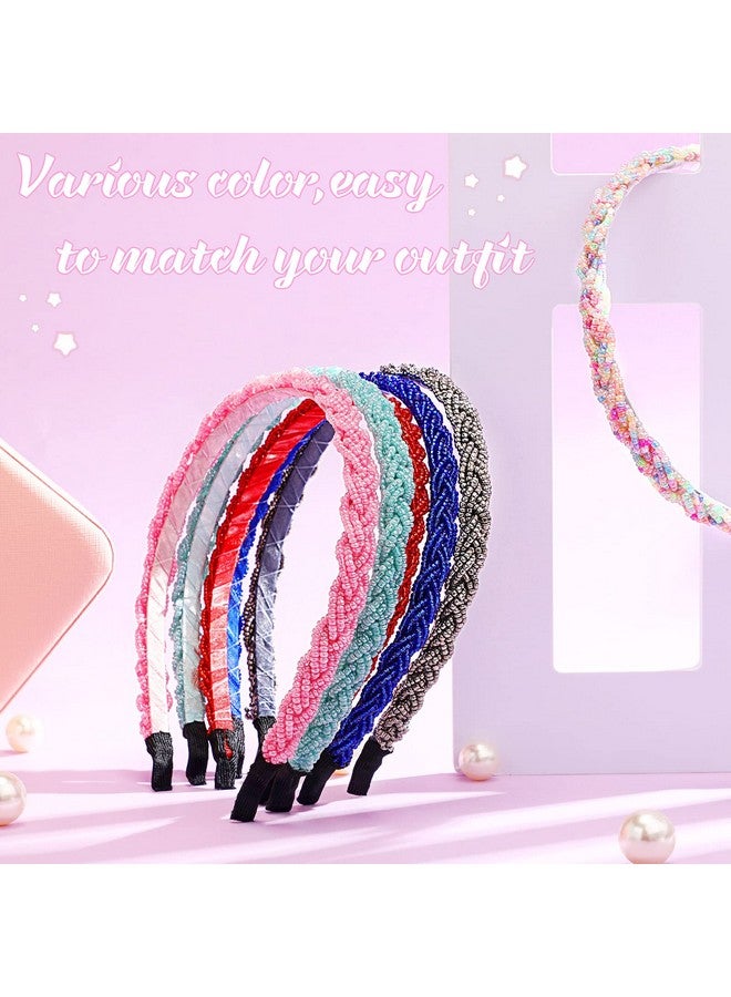 Mtlee 6 Pieces Beaded Headbands For Women Sparkly Crystal Beaded Hair Hoop Hairbands Multiple Color Hair Accessories Head Bands Christmas Gift(Vivid Colors) - Image 5