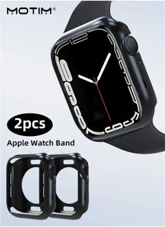 Motim 2 Pack Full Protective Case 45 mm for Apple Watch Series 9/8/7, TPU Frosted Protective Cover Frame for iWatch 9/8/7, Shockproof Top Grade Protective, Hard Watch Bumper Case  - Image 1