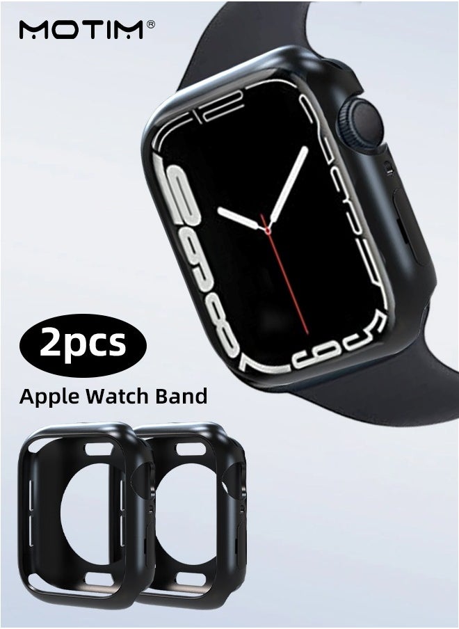 Motim 2 Pack Full Protective Case 45 mm for Apple Watch Series 9/8/7, TPU Frosted Protective Cover Frame for iWatch 9/8/7, Shockproof Top Grade Protective, Hard Watch Bumper Case  - Image 1