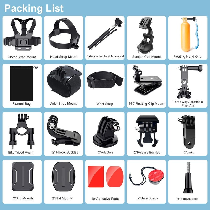 Adofys 40 in 1 Action Camera Accessory Kit Bundle Compatible for GoPro Hero 12/11/10/9/8/7/6/5/4/3/ SJCAM/Akaso/Apeman/Xiaomi Yi Action Camera - Image 2