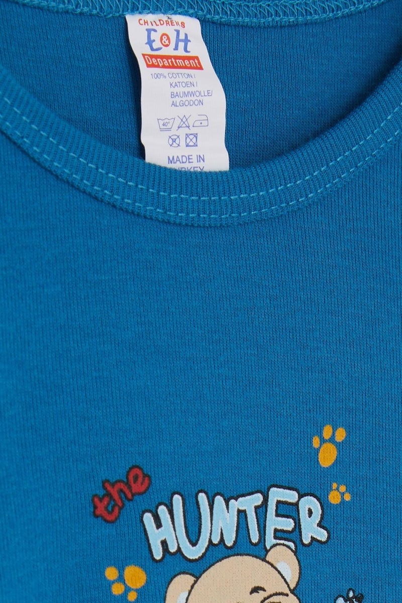 Breeze Baby Boy Snap-On Bodysuit Hunter Kitten Printed 9 Months-3 Years, Indigo  - Image 4