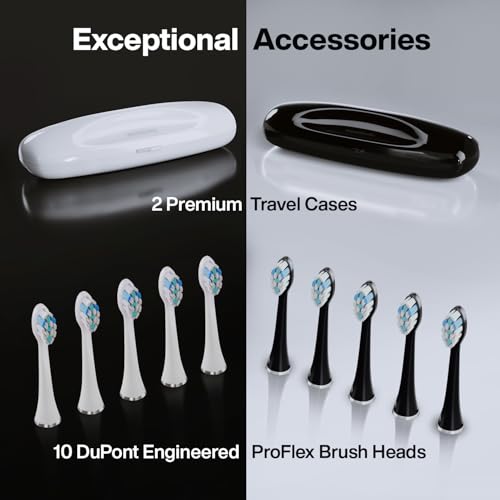 Aquasonic Duo Series PRO – Ultra-Whitening Electric Toothbrush Set – 5 Modes & Smart Timers – Premium Travel Cases & 10 Proflex Brush Heads – ADA Accepted Toothbrushes - Image 5