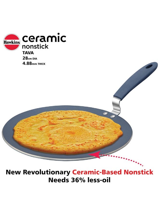 Hawkins - Hawkins Ceramic Nonstick Tava, 28 cm Diameter, Induction Paratha Tawa, Granite Griddle (ICT28) - Image 1