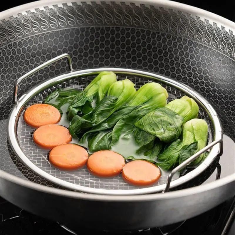 Snevad Deep Fryer Oil Strainer Mesh Drain Plate Stainless Steel BBQ Plate Multipurpose Sieve Rack Fry Chip Food Fryer Filter Basket Frying Mesh Sieve Potato Chips Strainer Snack Basket [24x22.5x4 CM] - Image 4