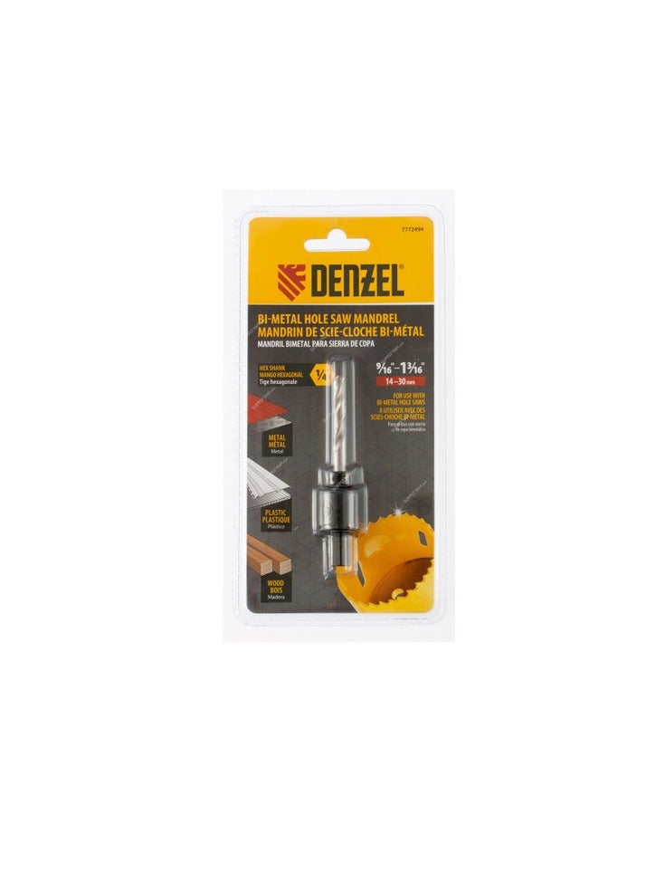 Denzel Hex Shank BI-Metal Hole Saw Mandrel (9/16-Inch - 1-3/16-Inch) - Image 1