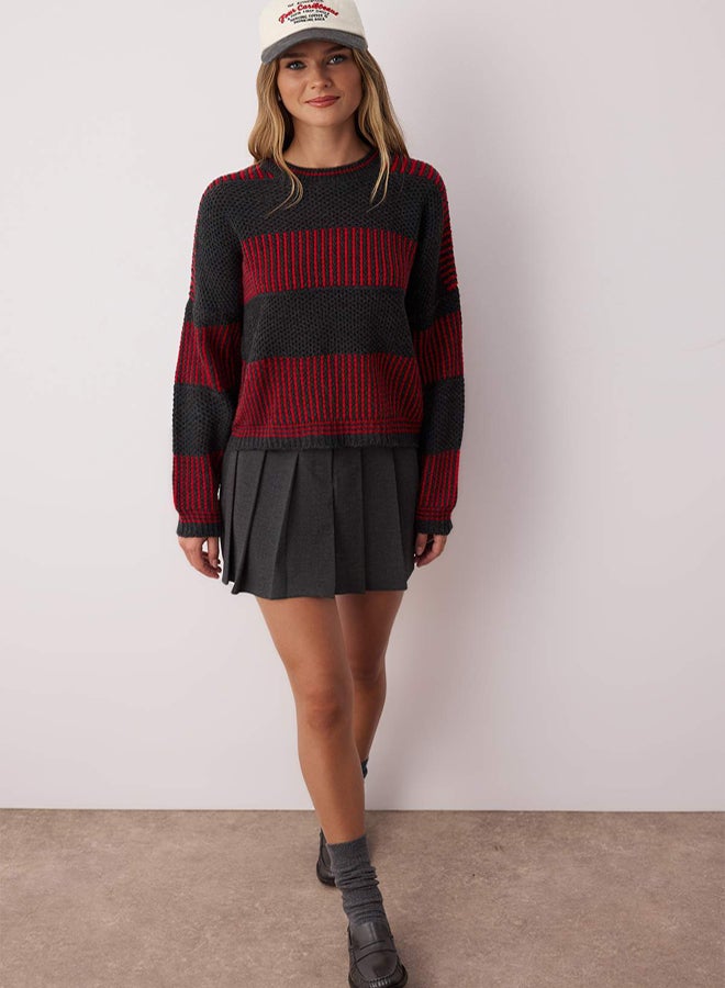 trendyol Wide Fit Striped Knitwear Sweater - Image 2