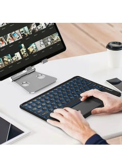 Duhaline Duhalıne Samsung Galaxy Tab Active 2 SM-T390 Compatible Rechargeable Round Key RGB Bluetooth Keyboard with Touchpad  - Image 2