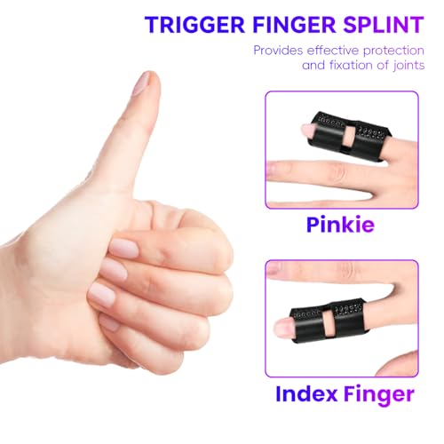Bozenu 2 PCS Small Finger Splint, Adjustable Trigger Finger Splint, Straightener for Broken Strained Arthritis for Pinky, Index Splints for Teenagers and Women (Black) - Image 3