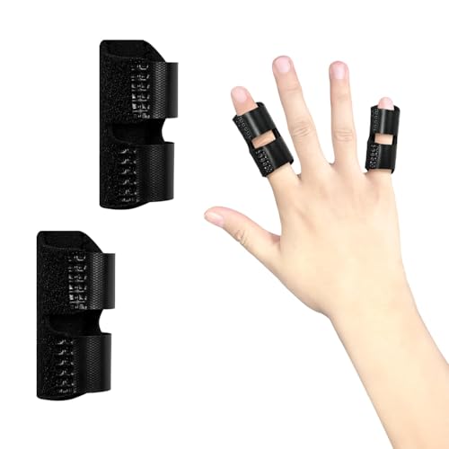 Bozenu 2 PCS Small Finger Splint, Adjustable Trigger Finger Splint, Straightener for Broken Strained Arthritis for Pinky, Index Splints for Teenagers and Women (Black) - Image 1