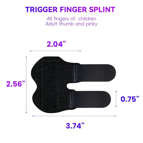 Bozenu 2 PCS Small Finger Splint, Adjustable Trigger Finger Splint, Straightener for Broken Strained Arthritis for Pinky, Index Splints for Teenagers and Women (Black) - Image 2