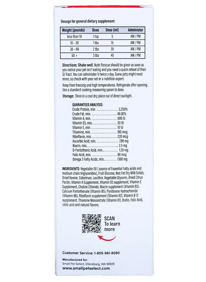 Small Pet Select Nutri-Rescue (Fast Nutrition to Keep GI Tract Moving) (8 OZ Liquid) - Image 5