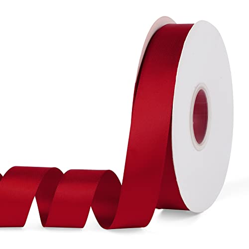 YBLANDEG Solid Color Wine Red Satin Ribbon 1 inch X 50 Yards,Double Faced Polyester Fabric Ribbon for Gifts Wrapping, Wedding, Party, Hair, Crafts, Bows, DIY Decor Ornaments - Image 1