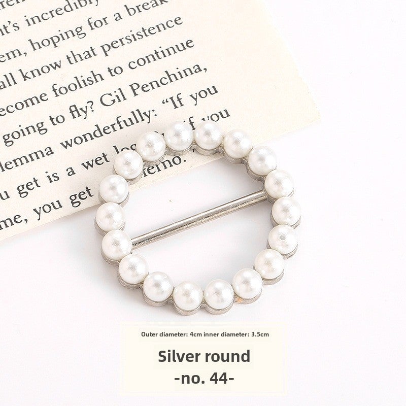 Elegant Dress Knot Buckle Cashmere Coat Waist Belt Scarf Clasp Silver round  - Image 1