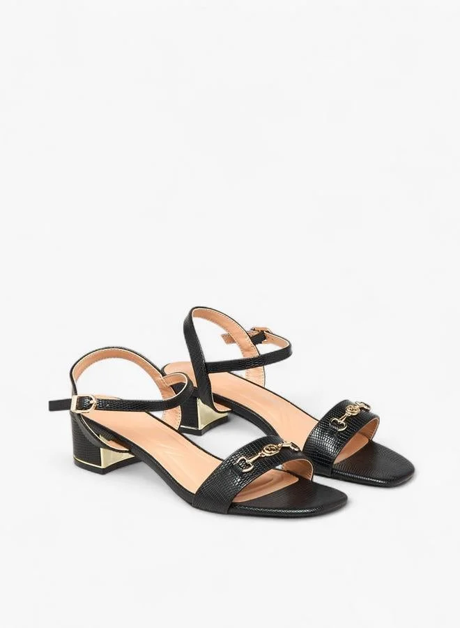Celeste Women's Solid Block Heel Sandals with Buckle Closure