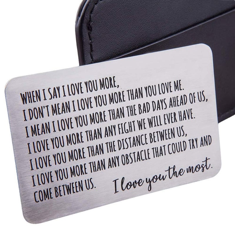 Fleure Esme Wallet Insert Card Gifts for Men 6 Year Iron Anniversary Card Husband from Wife Girlfriend Boyfriend Birthday Gifts Metal Mini Love Note Valentine Wedding Gifts for Groom Bride Him Her - Image 2