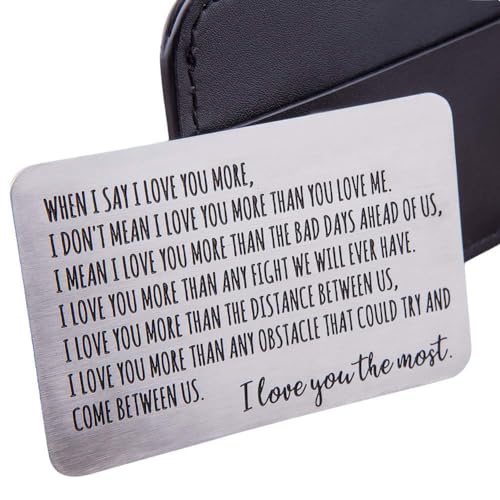 Fleure Esme Wallet Insert Card Gifts for Men 6 Year Iron Anniversary Card Husband from Wife Girlfriend Boyfriend Birthday Gifts Metal Mini Love Note Valentine Wedding Gifts for Groom Bride Him Her - Image 1