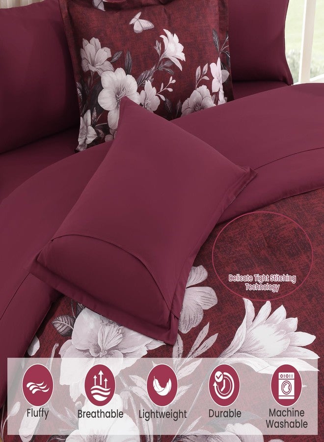 DHSFKBE Floral King Size Comforter Set, 7 Pieces Burgundy Bed in a Bag, Elegant Floral Butterfly Comforter and Sheet Set, Soft Microfiber Bedding Sets for All Seasons(Burgundy,104"x90") - Image 5