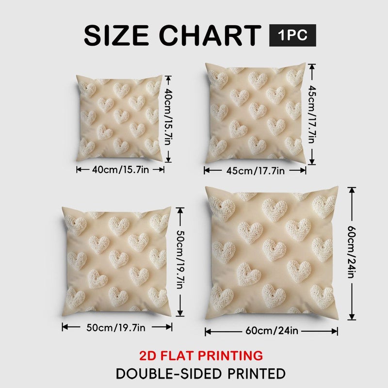 1 قطعة من غطاء وسادة بيضاء على شكل قلب مسطح، مقاس 19.6 × 19.6 بوصة، بتصميم كروشيه مزدوج الجوانب للأريكة وغرفة النوم والمنزل الريفي - Image 3