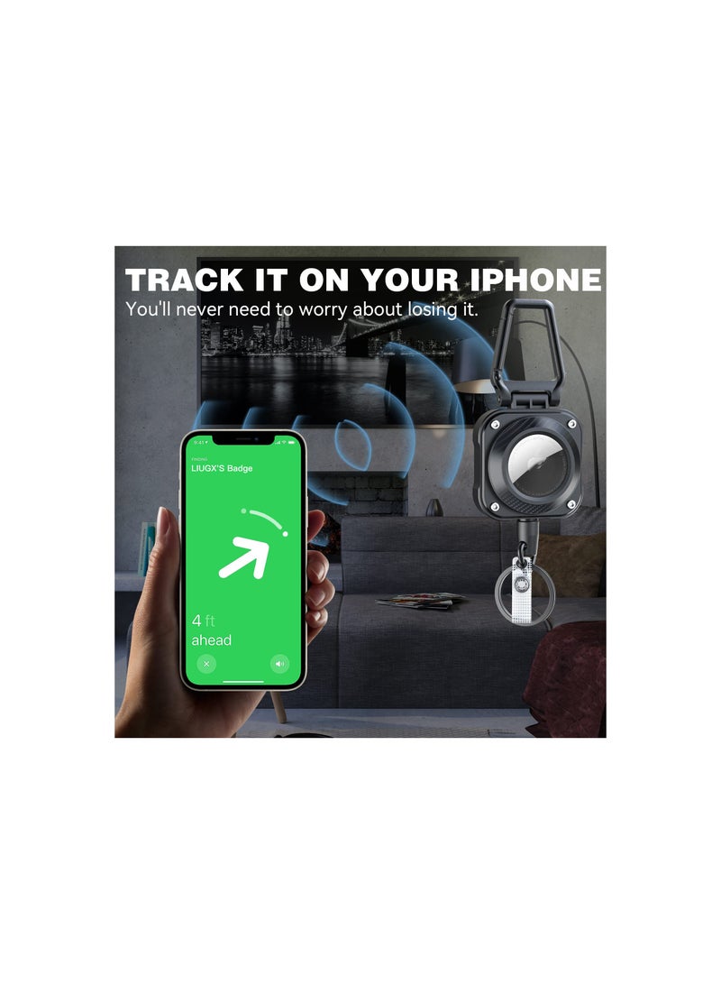 Zikra Retractable Keychain with Airtag Holder, 31.5” Wire Rope, 10,000+ Rebounds, 8oz, Easy Installation, Protective Case for Badges, Keys, Luggage, Compatible with Apple AirTag (1 Pack) - Image 4