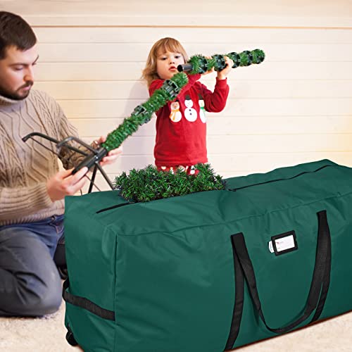 Primode Xmas Rolling Tree Storage Bag, Large Heavy Duty Storage Container, 22" Height X 16" Wide X 50" Long with 2 Wheels and Handles Fits Up to 7.5 Foot Tall Disassembled Holiday Tree (Green) - Image 5