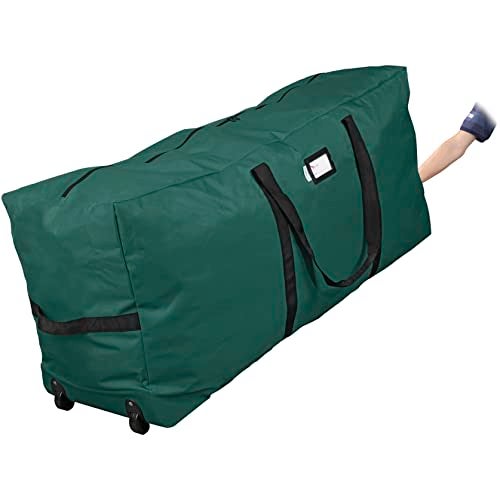 Primode Xmas Rolling Tree Storage Bag, Large Heavy Duty Storage Container, 22" Height X 16" Wide X 50" Long with 2 Wheels and Handles Fits Up to 7.5 Foot Tall Disassembled Holiday Tree (Green) - Image 1