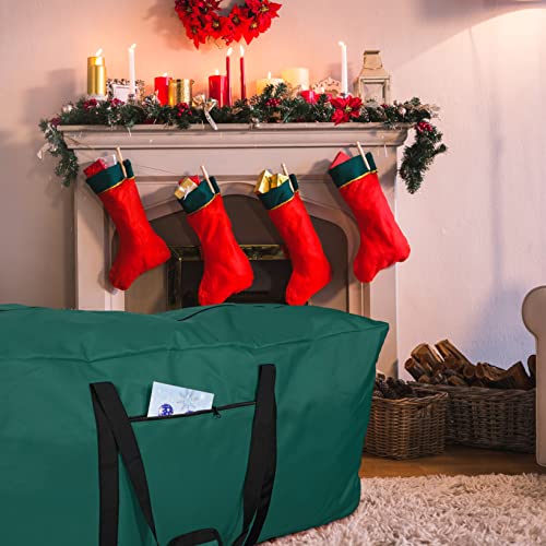Primode Xmas Rolling Tree Storage Bag, Large Heavy Duty Storage Container, 22" Height X 16" Wide X 50" Long with 2 Wheels and Handles Fits Up to 7.5 Foot Tall Disassembled Holiday Tree (Green) - Image 4