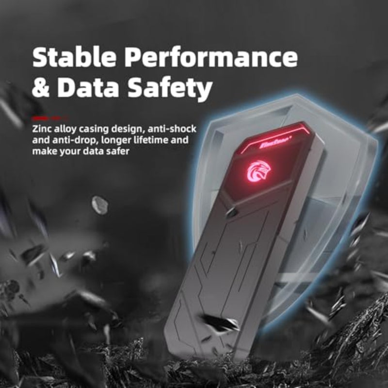 SSD خارجي 4 تيرابايت، حتى 2100 ميجابايت/ثانية، محركات أقراص صلبة خارجية SSD مع ضوء RGB، USB 3.2 Gen2x2 SSD محمول، متوافق مع الهاتف المحمول/PS4/الكمبيوتر المحمول/التلفزيون/الكمبيوتر الشخصي - Image 4