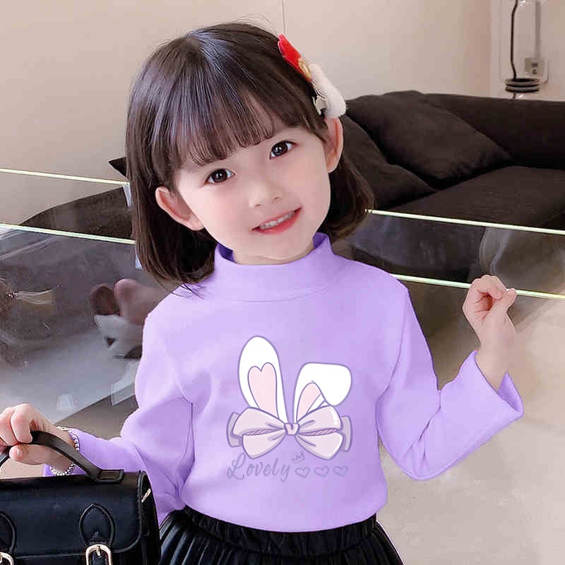 Y2074# Children Girls Velvet Long Sleeve T-Shirt Autumn New Cartoon Printing Loose Casual Joker T-Shirt Top - Image 5