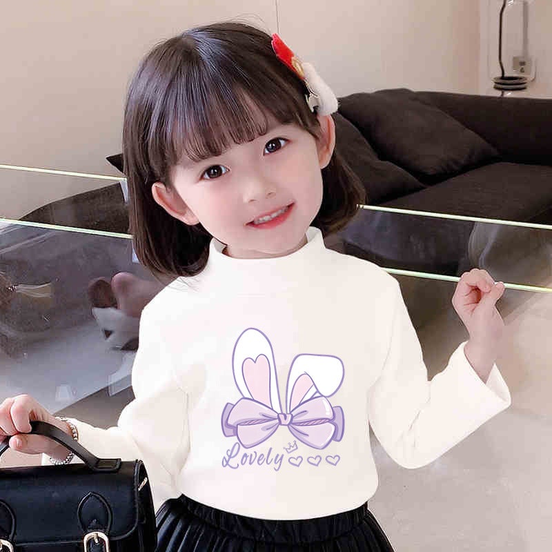 Y2074# Children Girls Velvet Long Sleeve T-Shirt Autumn New Cartoon Printing Loose Casual Joker T-Shirt Top - Image 3