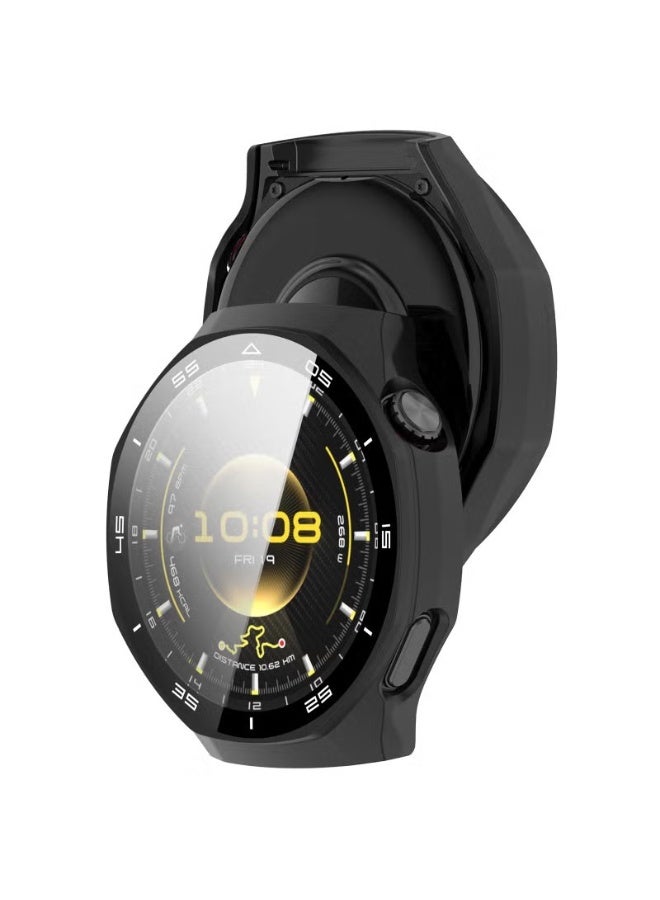 جراب لساعة هواوي GT6 برو 46 مم، جراب صلب من البولي كربونات مع شاشة زجاجية مقسّاة، متوافق مع غطاء حماية للإطارات لساعة هواوي GT 6 برو 46 مم (أسود) - Image 5