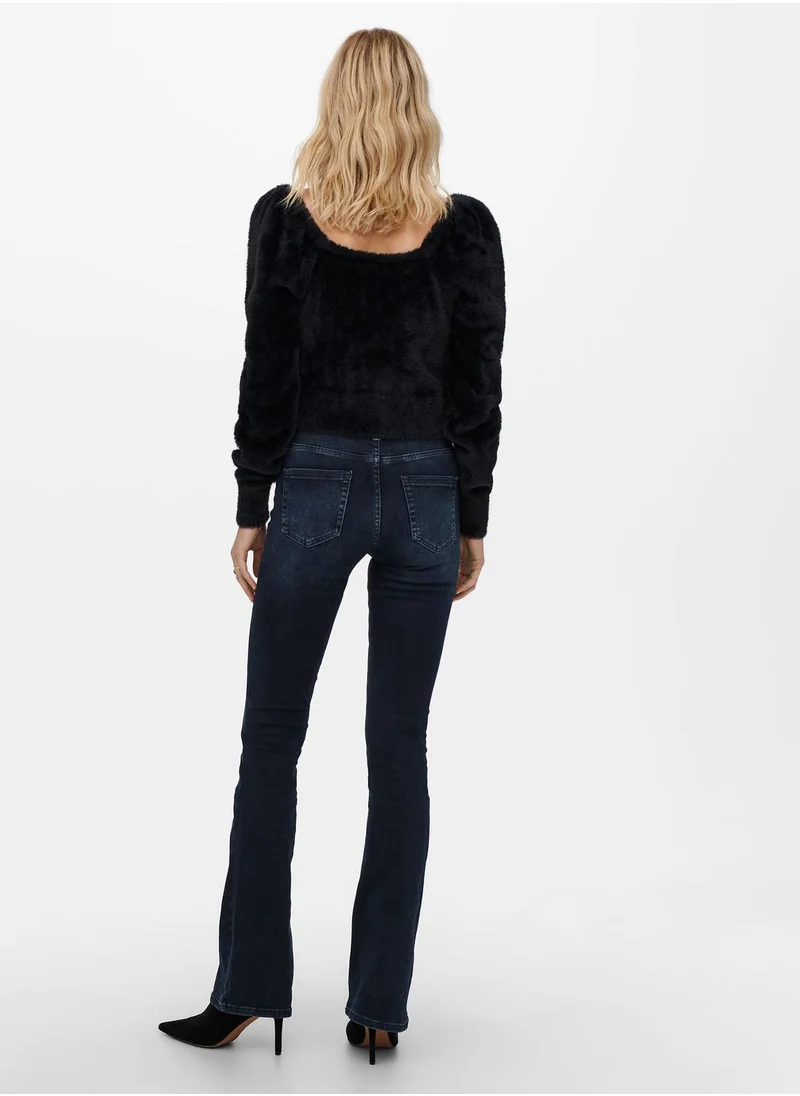 ONLY Square Neck Fur Sweater