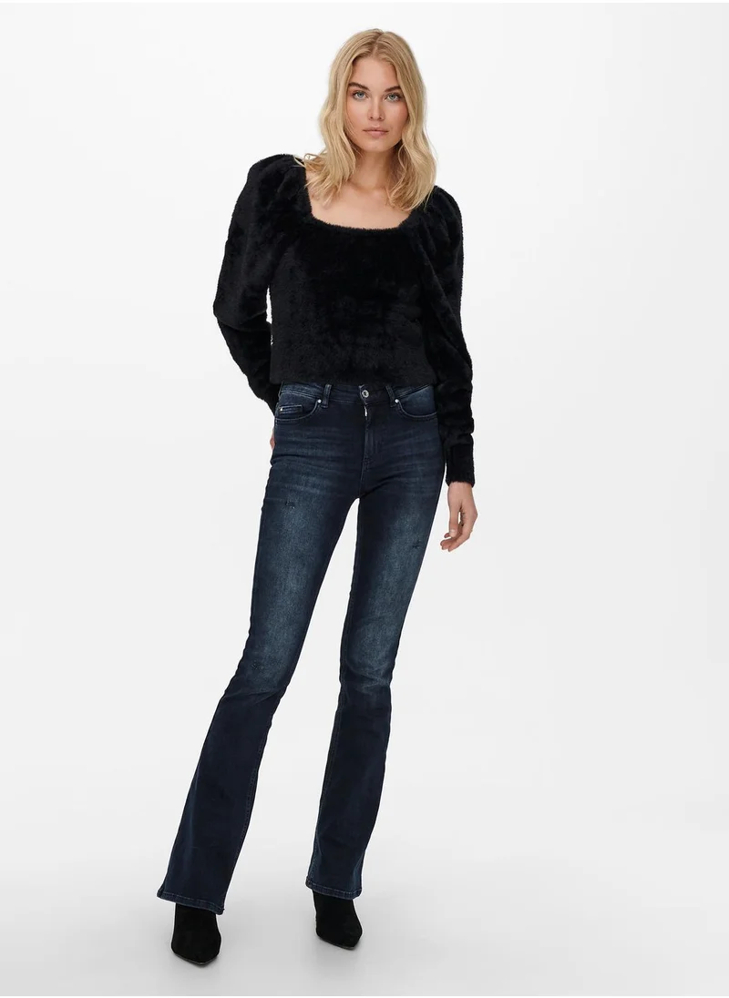 ONLY Square Neck Fur Sweater