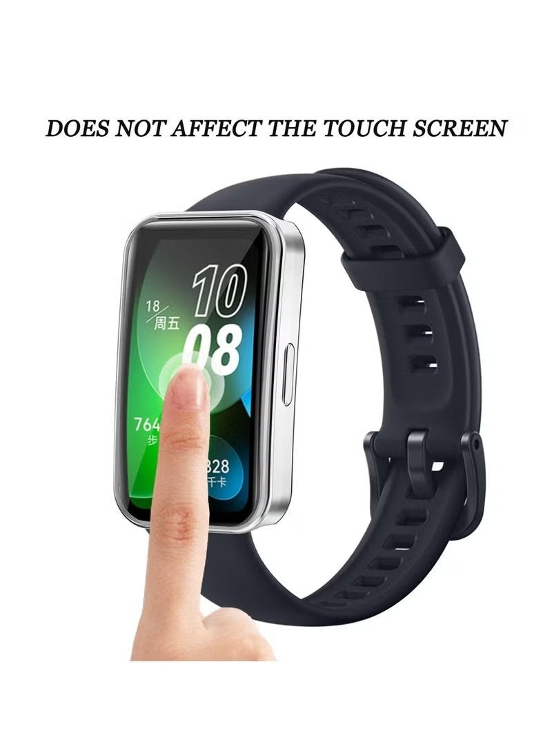 غطاء حماية كامل متوافق مع ساعات هواوي باند 8 | باند 9 | باند 10، غطاء حماية كامل من مادة TPU مع تغطية كاملة للشاشة (شفاف) - Image 3