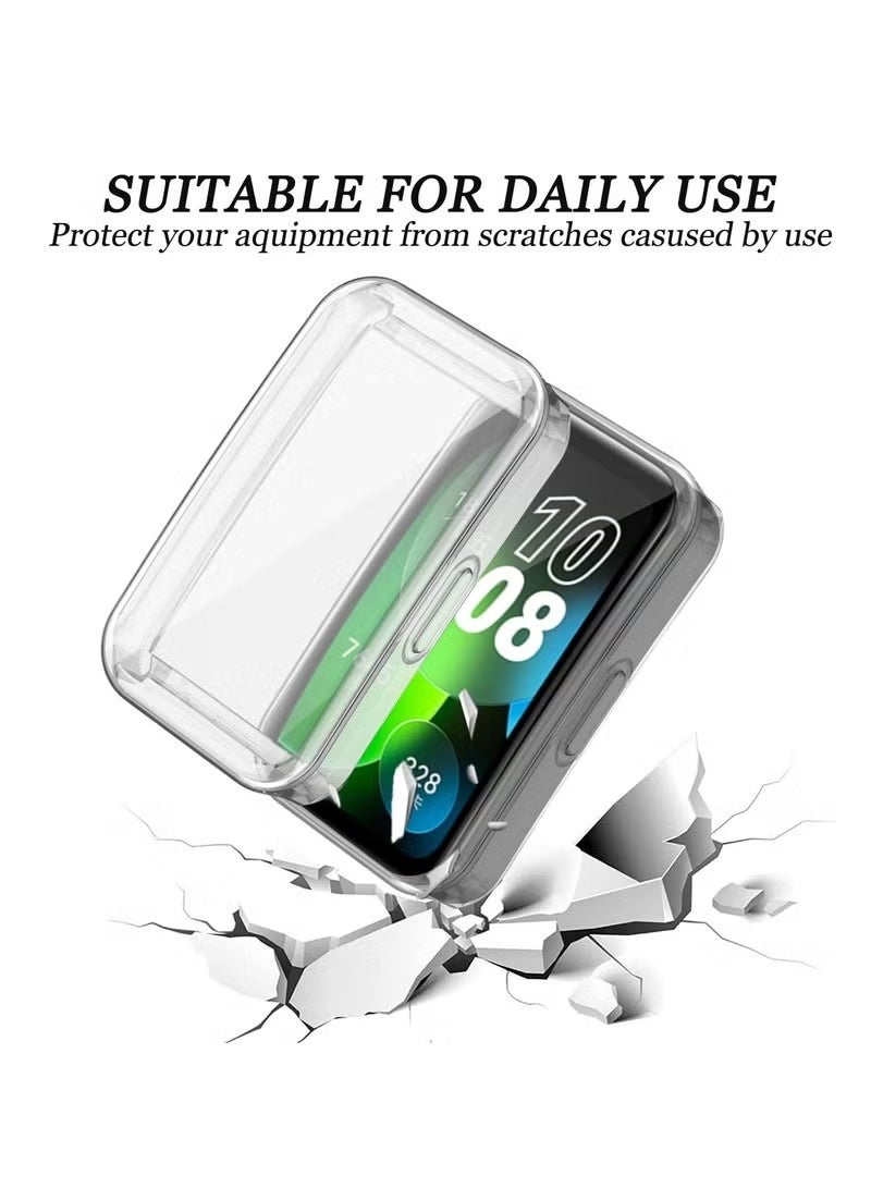 غطاء حماية كامل متوافق مع ساعات هواوي باند 8 | باند 9 | باند 10، غطاء حماية كامل من مادة TPU مع تغطية كاملة للشاشة (شفاف) - Image 4