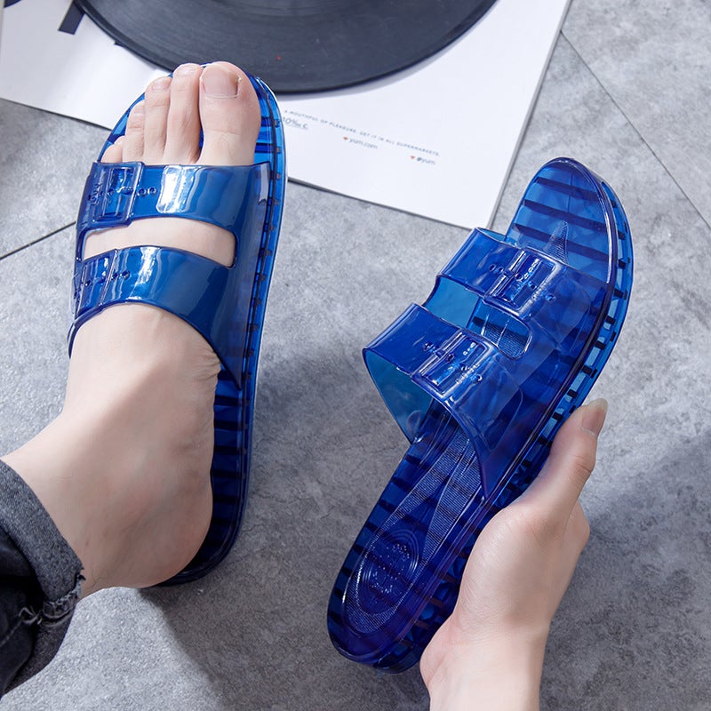 Men's Fashion Transparent Crystal Slides Anti-slip Plastic Flat Home Slippers - Image 3