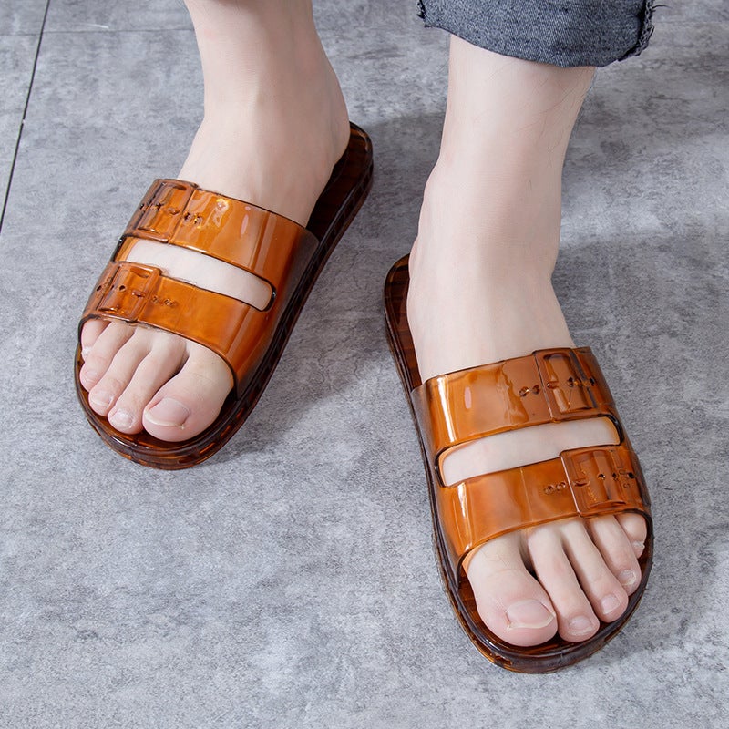 Men's Fashion Transparent Crystal Slides Anti-slip Plastic Flat Home Slippers - Image 2