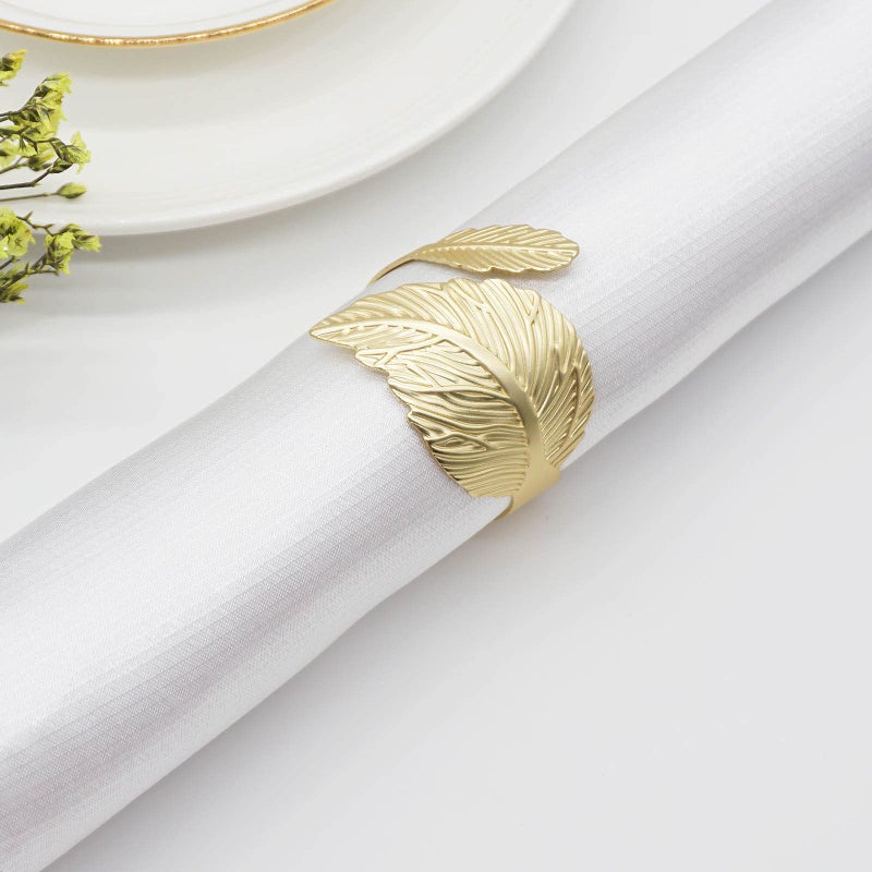 Utalek Gold Leaf Napkin Rings Set of 12  Leaves Napkin Rings for Table Setting  Metal Leaf Napkin Holder Rings for Holiday Party Wedding  Banquet  Formal or Casual Dinning Table Decor (Gold) - Image 2