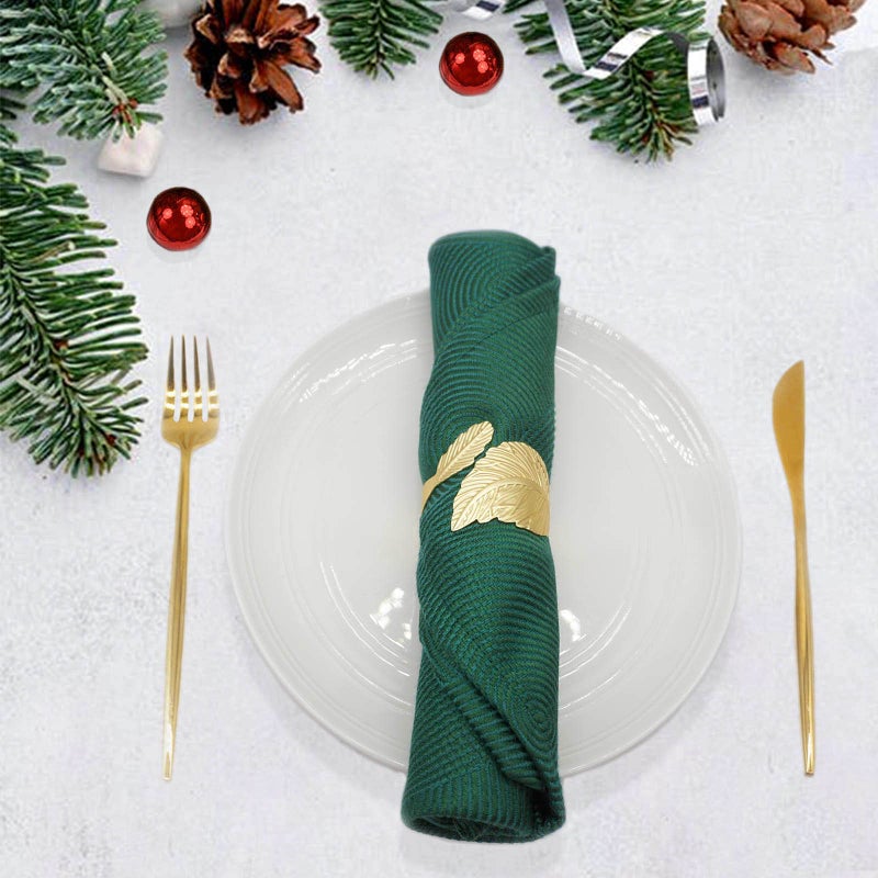 Utalek Gold Leaf Napkin Rings Set of 12  Leaves Napkin Rings for Table Setting  Metal Leaf Napkin Holder Rings for Holiday Party Wedding  Banquet  Formal or Casual Dinning Table Decor (Gold) - Image 5