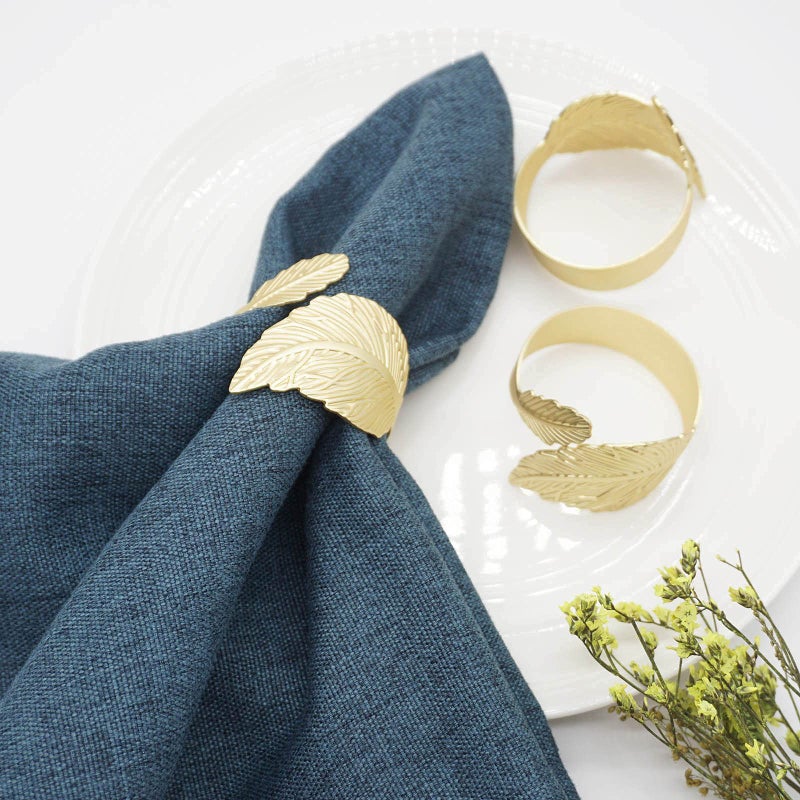 Utalek Gold Leaf Napkin Rings Set of 12  Leaves Napkin Rings for Table Setting  Metal Leaf Napkin Holder Rings for Holiday Party Wedding  Banquet  Formal or Casual Dinning Table Decor (Gold) - Image 3