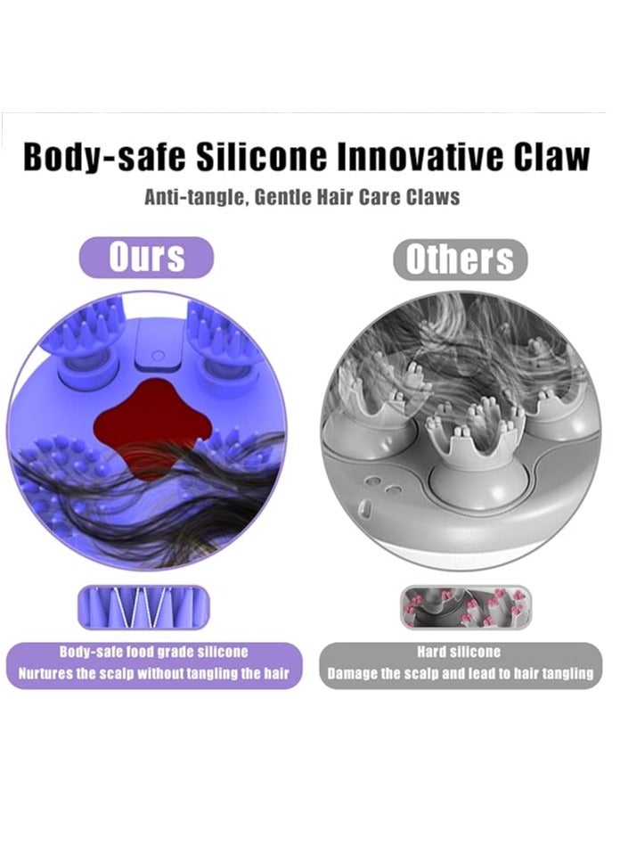 مدلك فروة الرأس كهربائي ، مدلك فروة الرأس المحمول نمو الشعر ، مدلك الرأس المقاوم للماء استرخاء فروة الرأس ، مدلك خدش الرأس المحمول ، 3 أوضاع للسرعة و 8 مخالب تدليك مدلك القط - Image 3