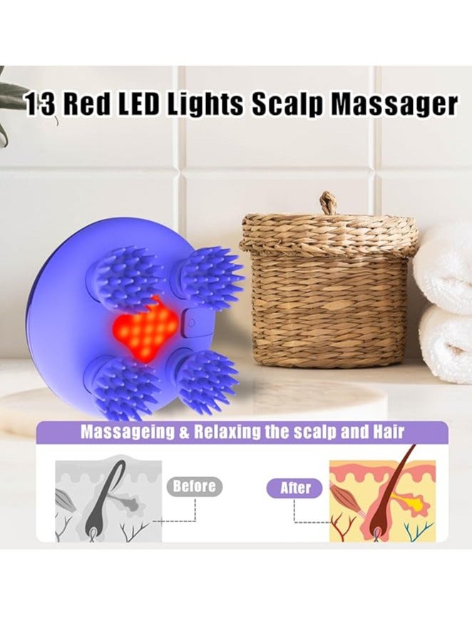 مدلك فروة الرأس كهربائي ، مدلك فروة الرأس المحمول نمو الشعر ، مدلك الرأس المقاوم للماء استرخاء فروة الرأس ، مدلك خدش الرأس المحمول ، 3 أوضاع للسرعة و 8 مخالب تدليك مدلك القط - Image 2