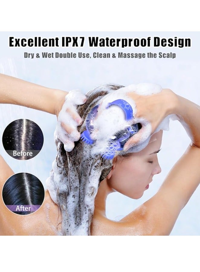 مدلك فروة الرأس كهربائي ، مدلك فروة الرأس المحمول نمو الشعر ، مدلك الرأس المقاوم للماء استرخاء فروة الرأس ، مدلك خدش الرأس المحمول ، 3 أوضاع للسرعة و 8 مخالب تدليك مدلك القط - Image 4