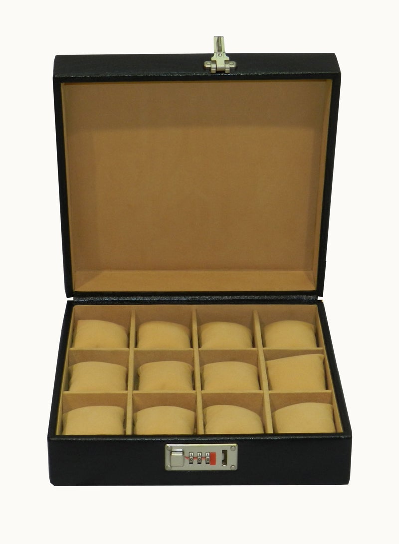 LAVERI LEATHER Laveri Watch Box for Men Women (12 Slots), Premium  Leather Watch Case  Organizer Removable Pillow - Image 1