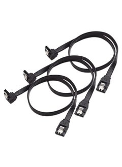 SATA III Cable 90 Degree 3 Pack 6Gbps Straight To Right HDD SSD Data Cable 7 Pin with Locking Latch 18 Inch Compatible for SATA HDD, SSD, CD Driver, CD Writer