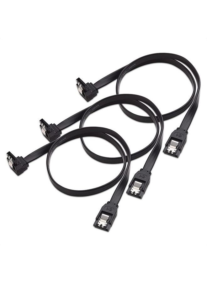 Generic - SATA III Cable 90 Degree 3 Pack 6Gbps Straight To Right HDD SSD Data Cable 7 Pin with Locking Latch 18 Inch Compatible for SATA HDD, SSD, CD Driver, CD Writer - Image 1