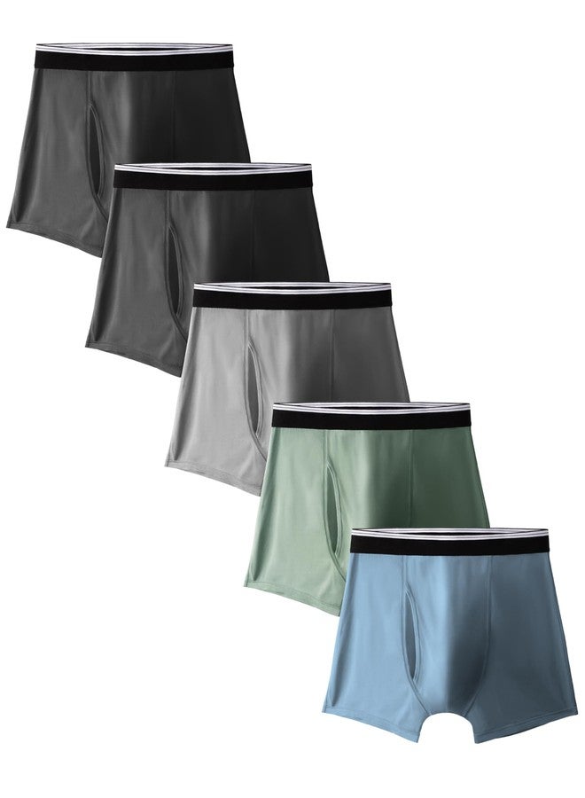TIICHOO Incontinence Underwear for Men Washable Soft Reusable Leakproof Boxer Briefs with Front Fly 5 Pack(XX-Large, 2 Black/1 Dark Grey/1 Green/1 Blue - Image 1